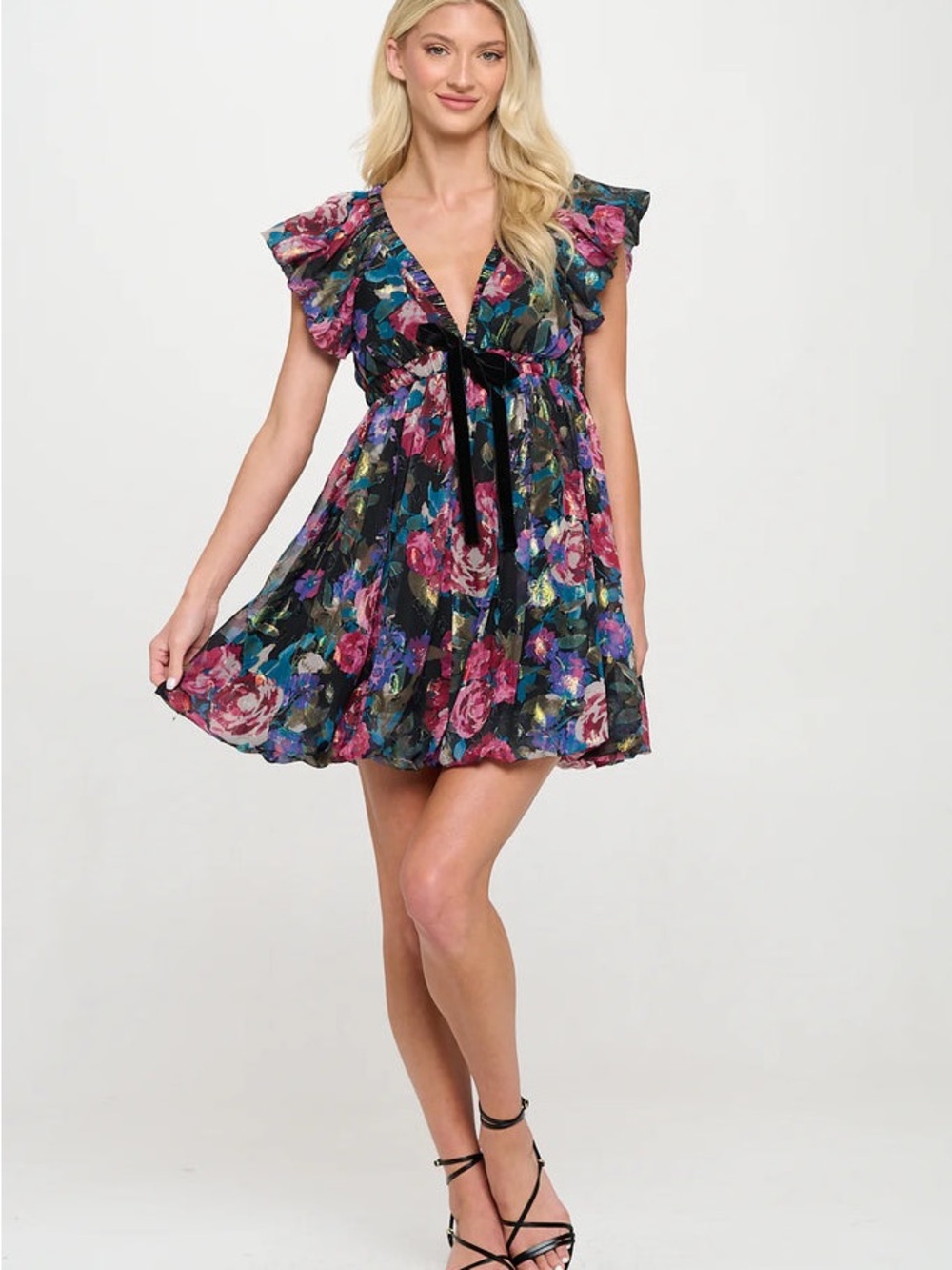 Meet Me Santorini Secret Garden Velvet Bow Dress Small